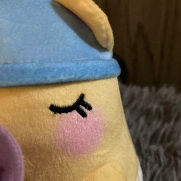 Yellow and Blue Stuffed Animal with Pink Blanket - Picture 4 of 16